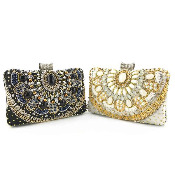 Abendessen Tasche handgemachte Perlen Stickerei Diamant Mode Retro Abend Clutch Taschen mit