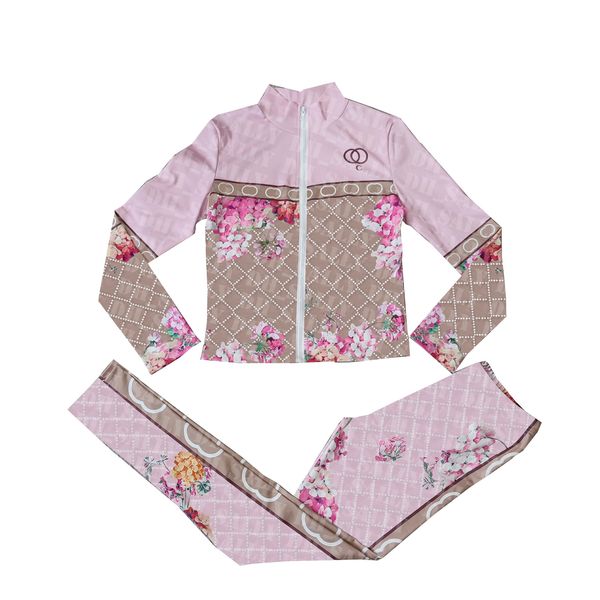 

floral print sport outfit women autumn winter tracksuit long sleeve sports outfits designer letter print tracksuits, White;red
