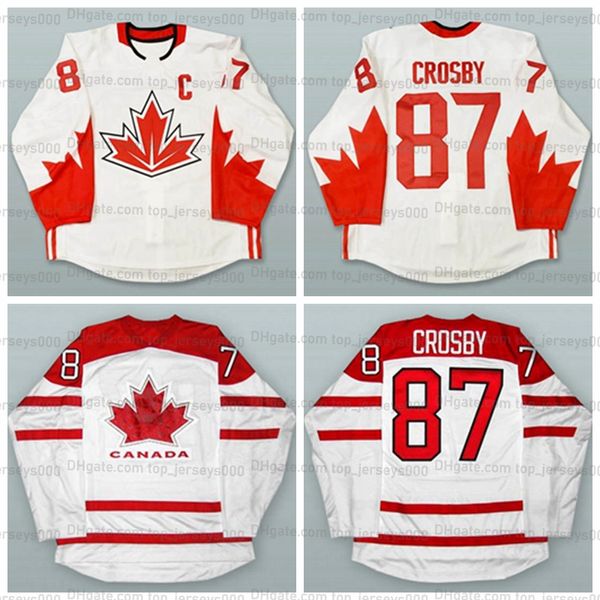 

custom hockey jersey 5xl 6xl sidney crosby #87 team canada jerseys stitched white size xxs-6xl any name number, Black;red