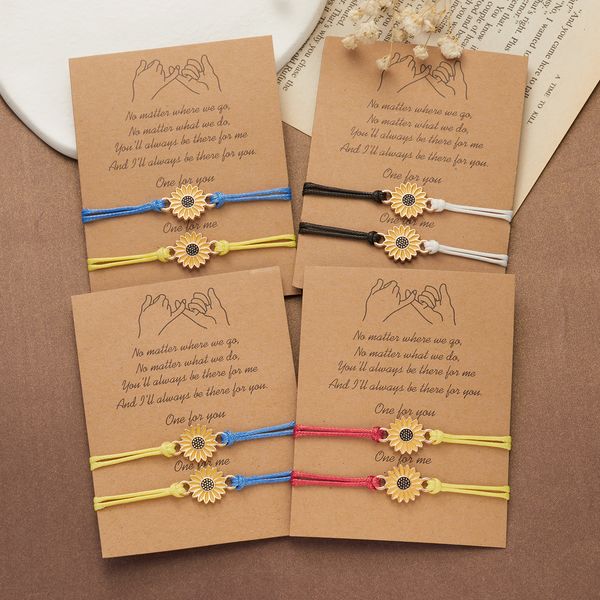 

16pc sunflower daisy adjustable woven bracelet ladies bangle vintage jewelry couple lucky friendship bracelet, Golden;silver