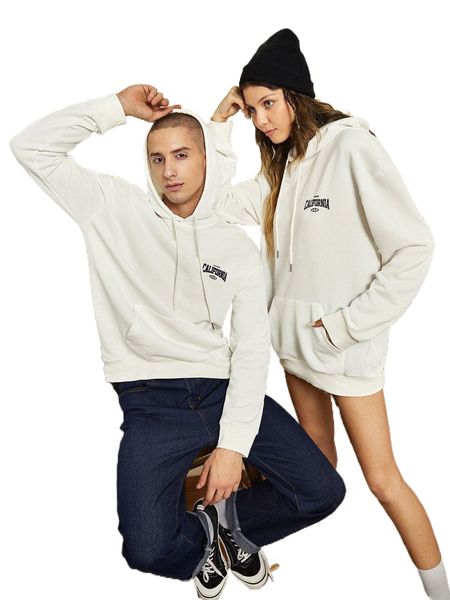 

1pc letter graphic drawstring hoodie 28nj#, Black