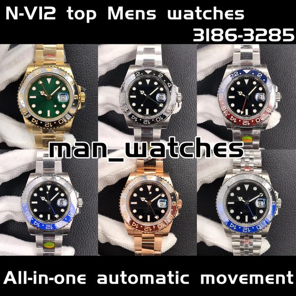 

n- v12 ceramic bezel mens watches for g.m 40mm automatic mechanical 3186-3285 movement watch luminous sapphire waterproof sports self-wind f, Slivery;brown