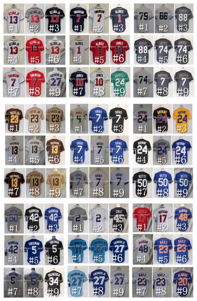 

freddie an baseball jersey ronald acuna jr. fernando tatis jr. mookie betts bryant shohei ohtani mike trout vladimir guerrero jr. julio uria, Blue;black