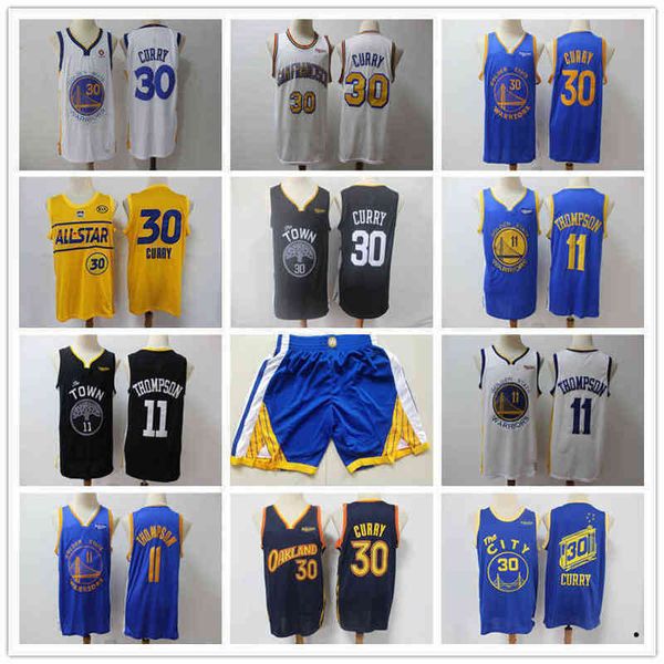 

2022 men throwback jersey klay 11 thompson stephen 30 curry basketball shorts basketball jerseys blue black, Black;red