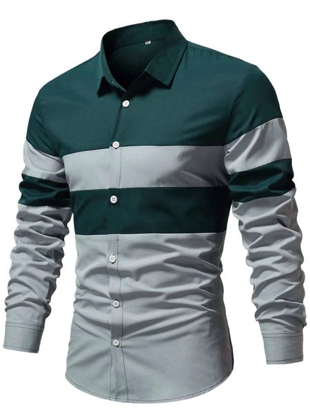 

men two tone button up shirt b1ir#, White;black