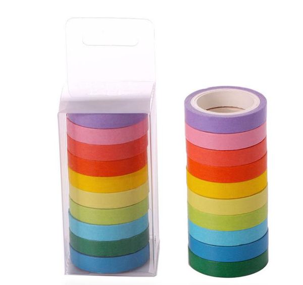 2021 4 Pz/lotto nastro adesivo washi di carta sottile di colore solido 5mm * 7m Macaron nastri decorativi per mascheratura di colore della caramella Forniture scolastiche 2016