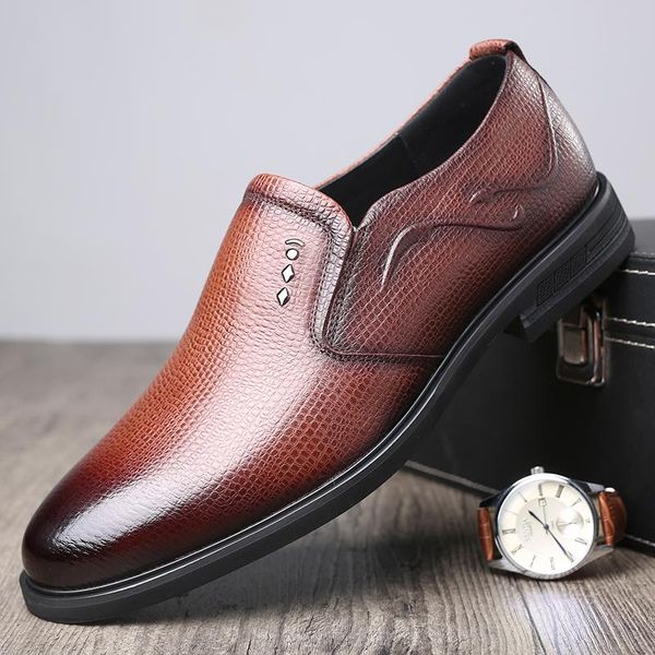 Kleid Schuhe Frühling Herbst Stil Männer Echtes Leder Business Casual Geprägte Rindsleder Mode Männer