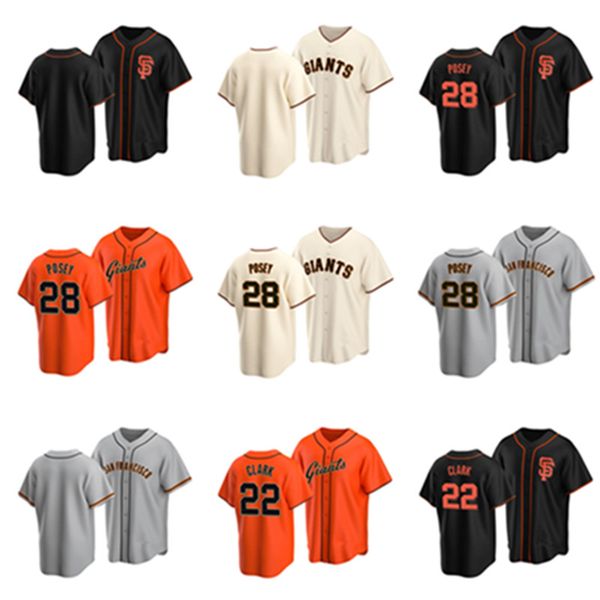 

baseball fans giants buster posey #28 will clark #22 jersey, Black