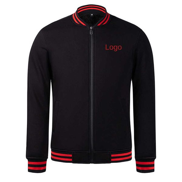 

forcustomization fashion 2022 sweatshirt custom embroidery jacket men clothing windbreaker oem baseball uniform causal jackets streetwears, Black