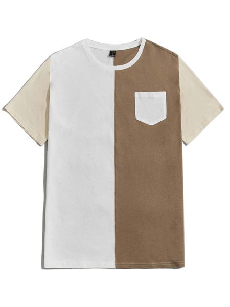 

men colorblock pocket patched tee f7tg#, White;black