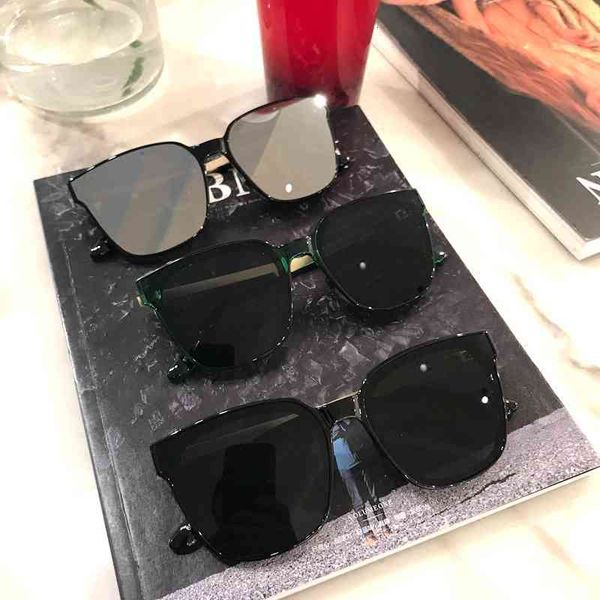 

sunglasses hanchao small frame simple square integrated flat lens sunscreen men's and women's round face fashion, Black