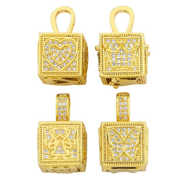Colares pendentes Pingentes de carrinho de cadeado de ouro de cobre para e brincos de zircão artesanato de jóias por atacado PDTA438Pingente