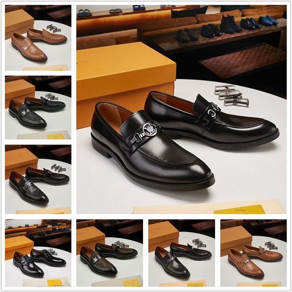 

luxury brand penny loafers men casual shoes slip on leather designer dress shoes big size 38-45 brogue carving loafer driving party, Black