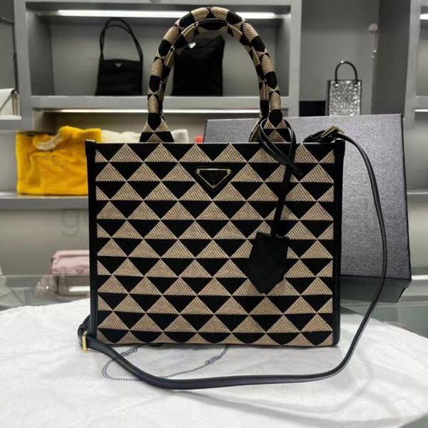 

5a fw 2022 luxury designer bag ladies handbag leather fabric triangle pattern women totes classic crossbody tote newest