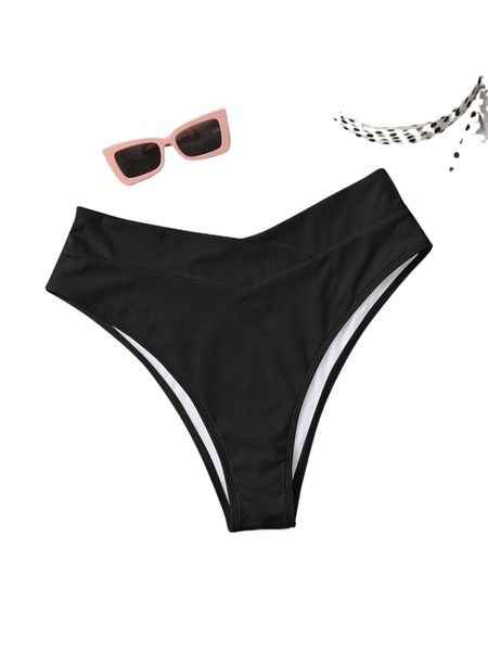 

plus asymmetrical waist bikini bottom g2gw#, Black
