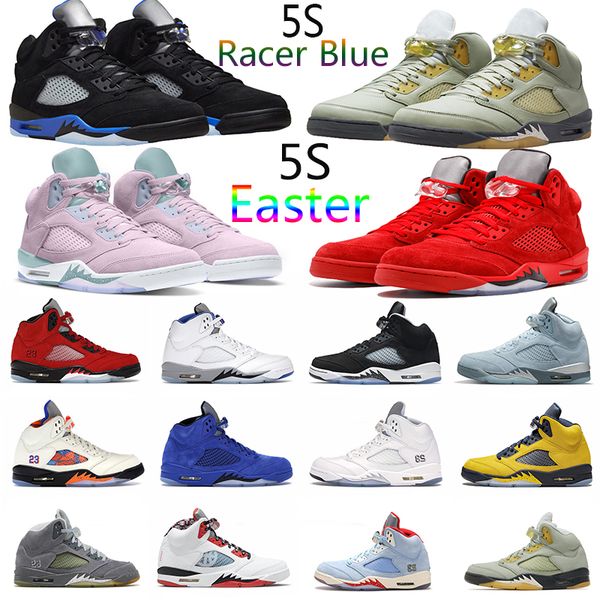 

jumpman 5 5s mens basketball shoes racer blue easter concord oreo michigan sail wolf gray fire red moonlight white coment men trainer sports, Black
