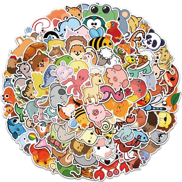 

100pcs mixed car stickers cute animals graffiti for skateboard water bottle lapdecor pad bicycle motorcycle helmet guitar ps4 phone decal pv