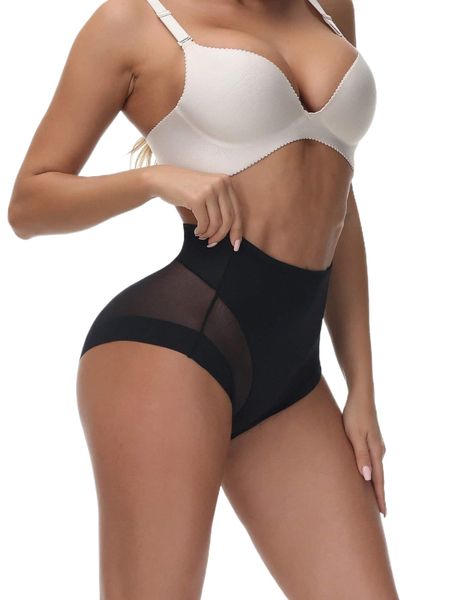 

contrast mesh shapewear panty p117#, Black;red