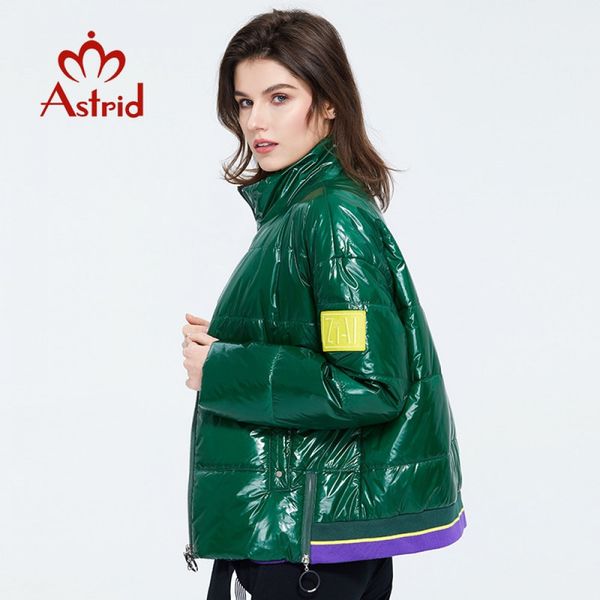 

astrid spring women parka coat warm jacket women thin cotton bright colors short coat loose standing collar zm3073 201027, Black