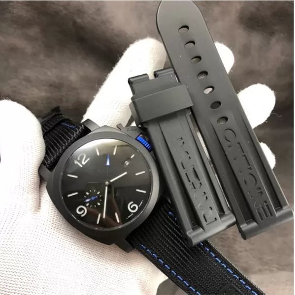 VS Herren Uhr 44mm P1176 mit All-Ceramic-Hülle Titan-Bodenabdeckung kratzfester Saphirkristall und Spiegelgummi-Gurt