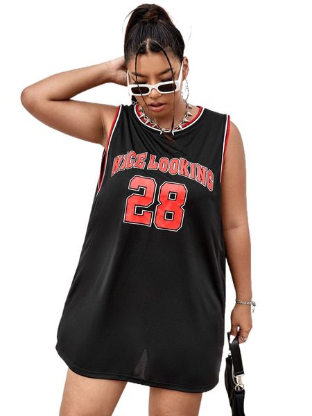 

plus letter graphic contrast trim basketball jersey q5bp#, Black