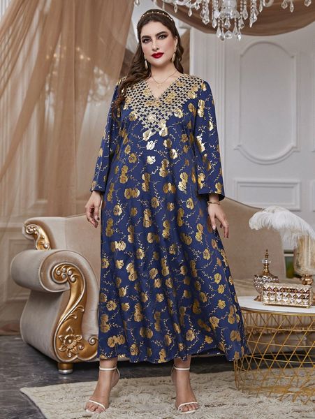 

plus gold floral print guipure lace panel tunic dress 36x7#, Black