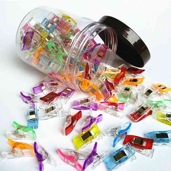 30 conjunto / lote 100 pcs Costura clipes multicolor plástico clipes de tecido grampos de embarcações de retalhos