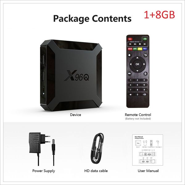 X96Q Android 10.0 Office France TV Box 4K S905W Quad Core 1G 8G 2,4G WiFi