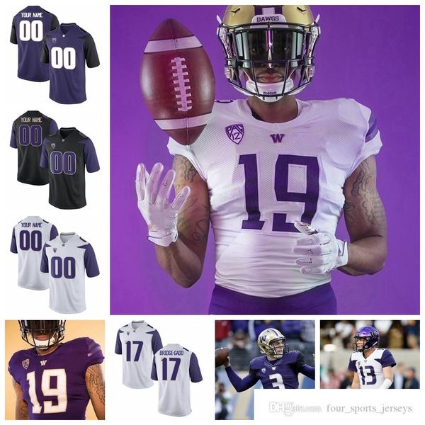 

ncaa washington huskies college football jerseys jacob eason jersey salvon ahmed taylor rapp dante pettis myles gaskin custom stitched, Black
