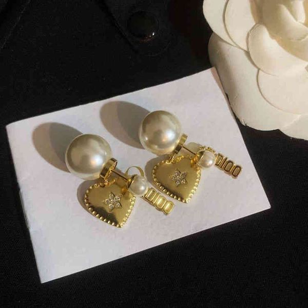 

di home pearl love earrings letters simple female earrings accessories, Golden