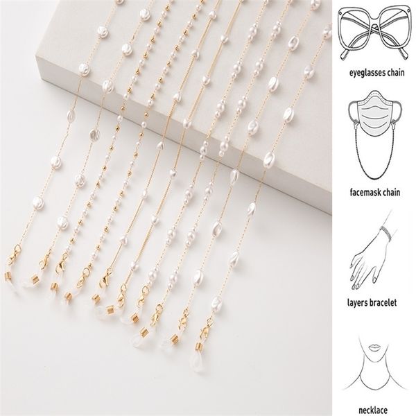

fashion glasses for women boho pearl beaded mask chain heart charm sunglass lanyard holder neck cord eyewear jewelry gift 220726