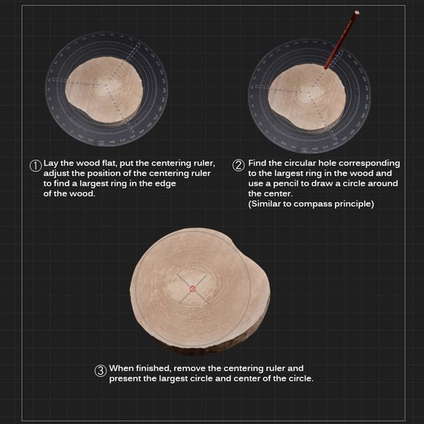 Center Finder Hochpräziser runder Zirkel aus Acryl für die Holzbearbeitung, Drehen, Zentrierlineal für die Bearbeitung von Holzdrehmaschinen