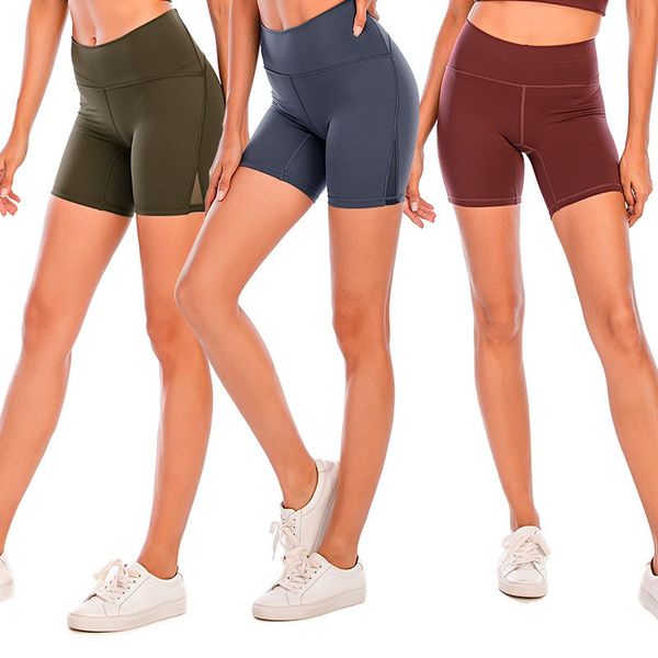 Shorts de ciclista femininos de academia com controle de barriga 4'' cintura alta treino corrida atlético yoga shorts de elastano