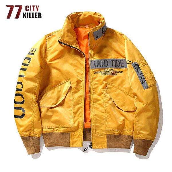 

77city killer military bomber jacket men streetwear pilot jackets male multi-pocket hip hop baseball men jacket casaco masculino t220816, Black;brown