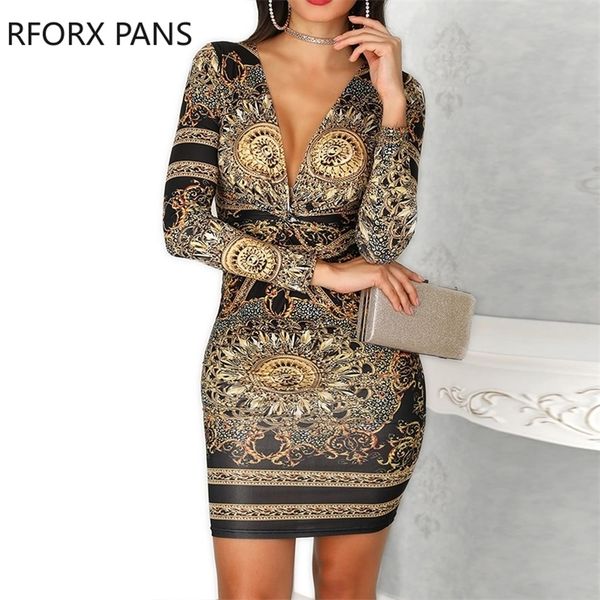 

women retro print twist front long sleeve dress t200416, Black;gray