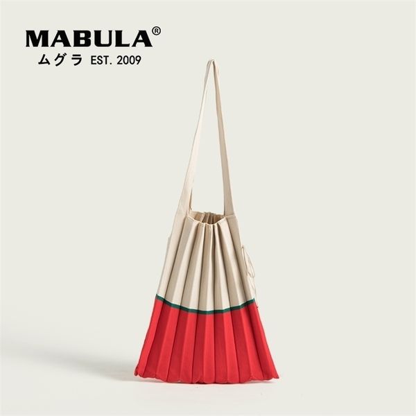 

korean style large capacity shopping handbags for women chic folded knit pleated bags female fashion stripe panelled tote bag 220714