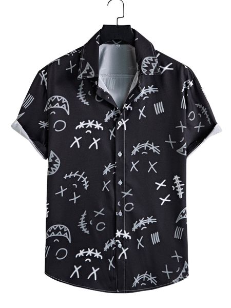 

men random cartoon graphic shirt o7tv#, White;black