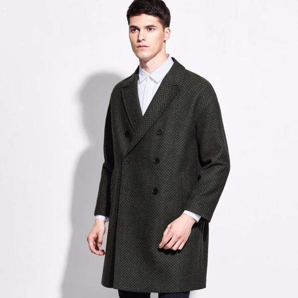 Abiti da uomo Blazer Marca 50% Lana A righe Abbigliamento uomo Giacca doppiopetto Uomo e giacche 2022 Moda Slim Verde intenso Causale 2