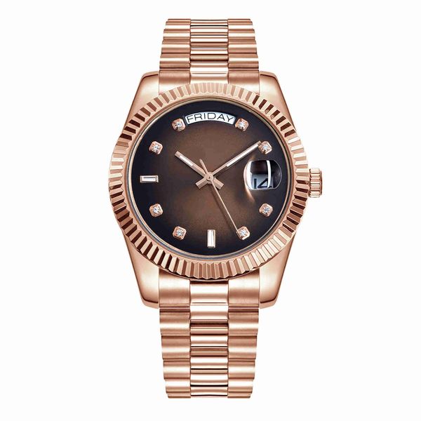 

automatic watches highquality mechanical watch calendar week 41mm water resistant stainless steel watch montre de luxe multicolor, Slivery;brown