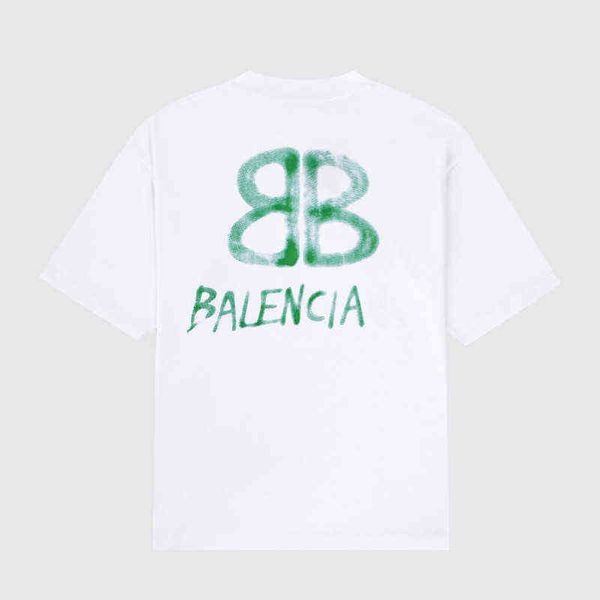 

paris home double b letter printing t-shirt spring and summer 2022 new super fire net red same men's women's fashion br short slee, White;black