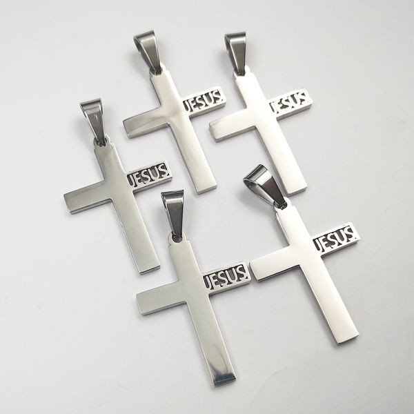 5pcs lote em Jesus Cristo Jesus Crucifixo Cruz Charme Pingente Pingente Jóias Religiosas Pingentes de Aço Antelhado para Mens para Mens