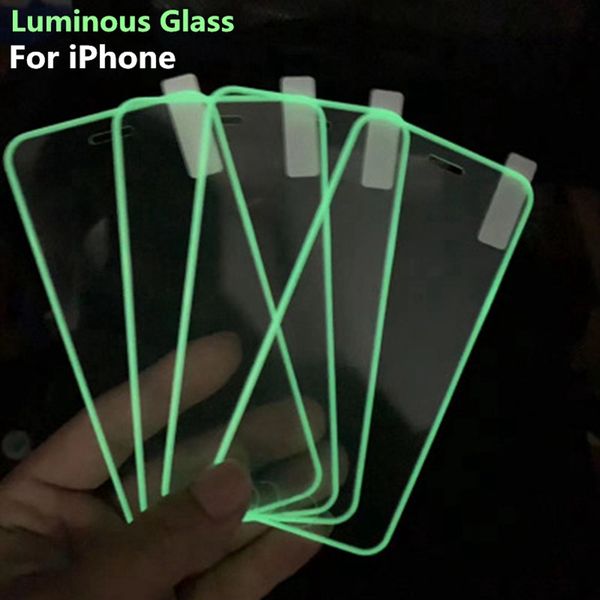 Leuchtender Schutz für iPhone X XS 13 Mini 12 11 Pro Max XR Scrn Protctor auf Appl SE 6S 7 8 Plus Glowing Tmprd Glass No