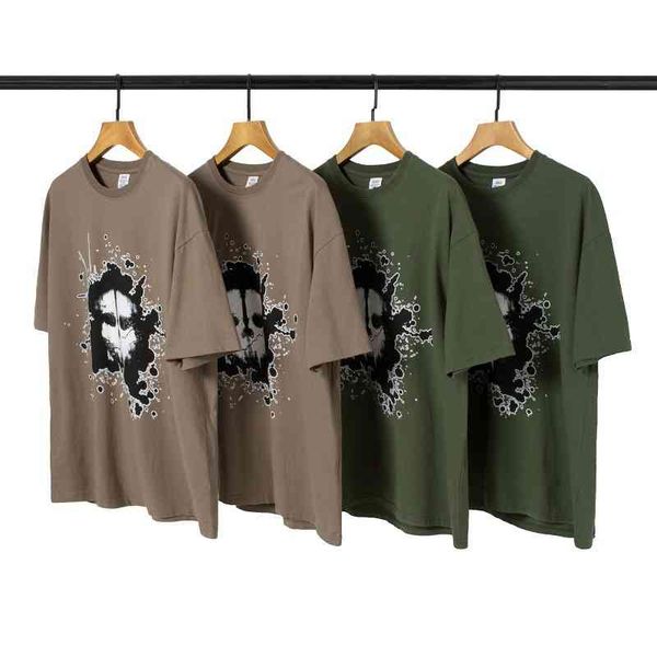 

men's t-shirts spring and summer men's women's oversize loose short sleeved milled old devil mask print backing t-shirt l8x3, White;black