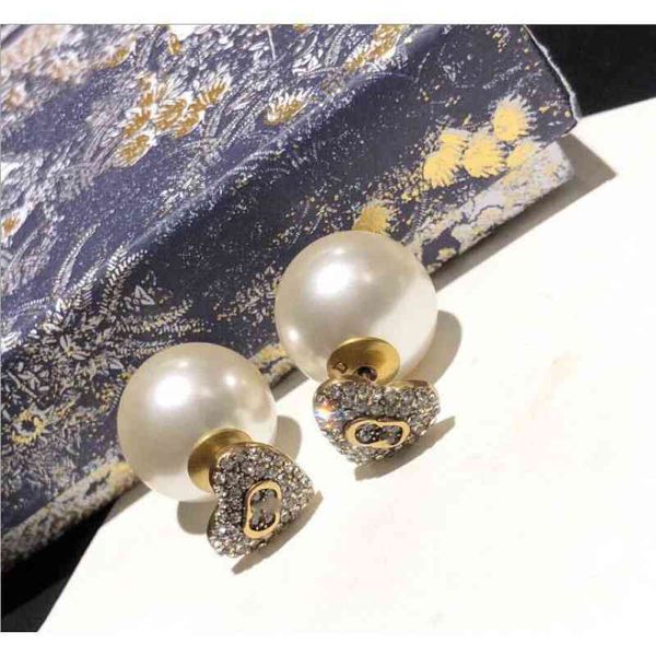 

di inlaid pearl love female personality cool wind red earrings, Silver