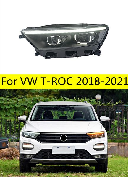 VW T-Roc Araç Far Montajı için Tam LED Işıklar 20 18-2021 Farlar Troc LED akış dönüş sinyali Günlük Işık