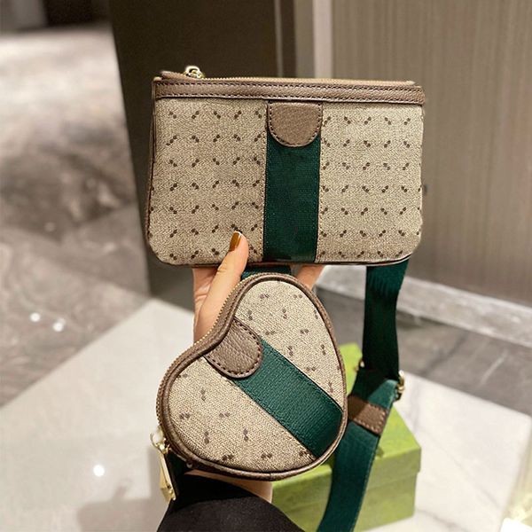 

waist bag belt bags women bumbag men cross body shoulder handbag 2 piece set heart shaped wallet chest pack purse canvas genuine leather spl