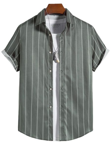 

men vertical striped curved hem shirt without tee h8jr#, White;black