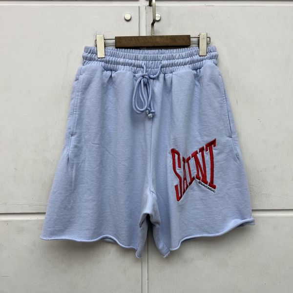 

vintage green shorts jogger men elastic waist letter embroidery running baggy skateboard beach short pants, White;black