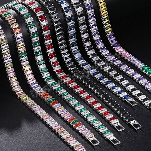 

2.5*5mm cubic zirconia bracelet colorful cz tennis bracelets for women men zircon bracelet wedding silver color jewelry, Golden;silver
