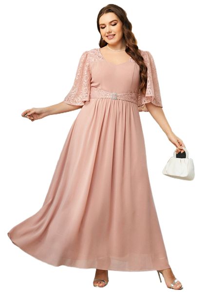 

plus sweetheart neck flutter sleeve lace bridesmaid dress d5vs#, Black